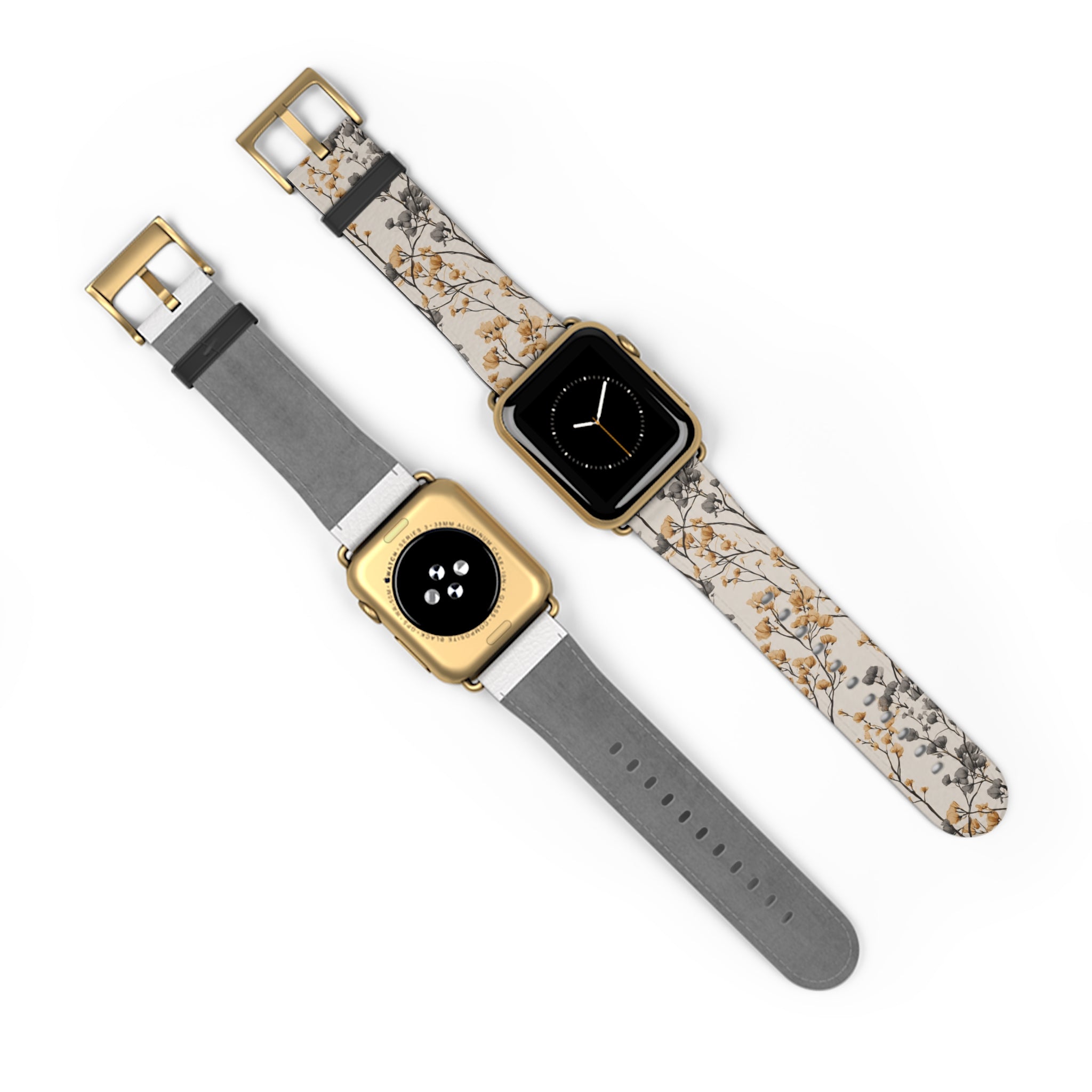 Floral Botanical Watch Band — Beige & Grey Dried Flower Apple Watch Strap