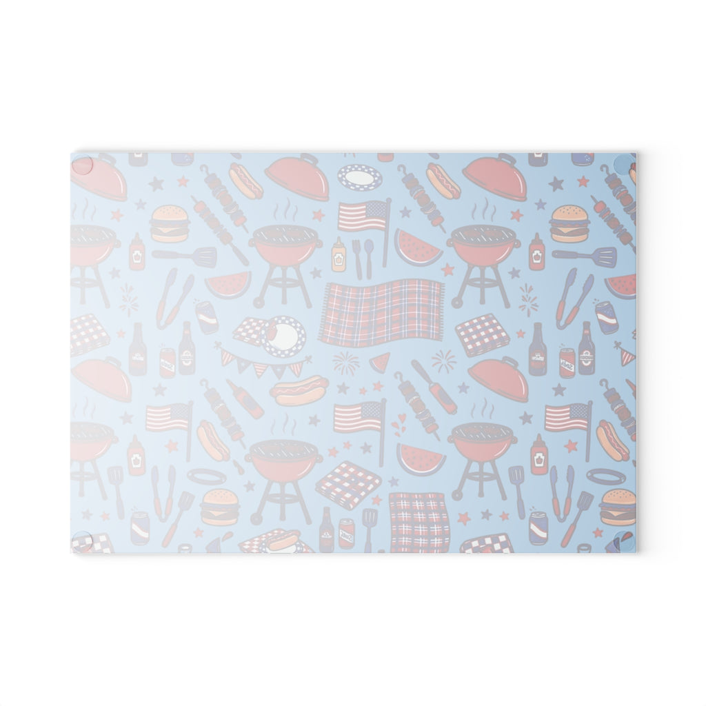 Summer BBQ Glass Cutting Board — Grilling & Entertaining Kitchen Gift