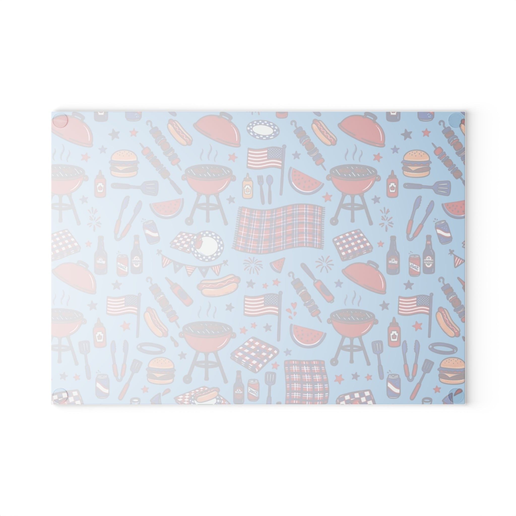 Summer BBQ Glass Cutting Board — Grilling & Entertaining Kitchen Gift