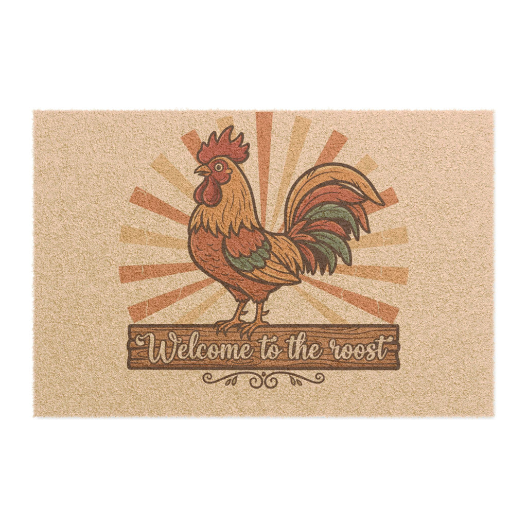 Rooster Welcome Doormat — 'Welcome to the roost' Farmhouse Coir Door Mat