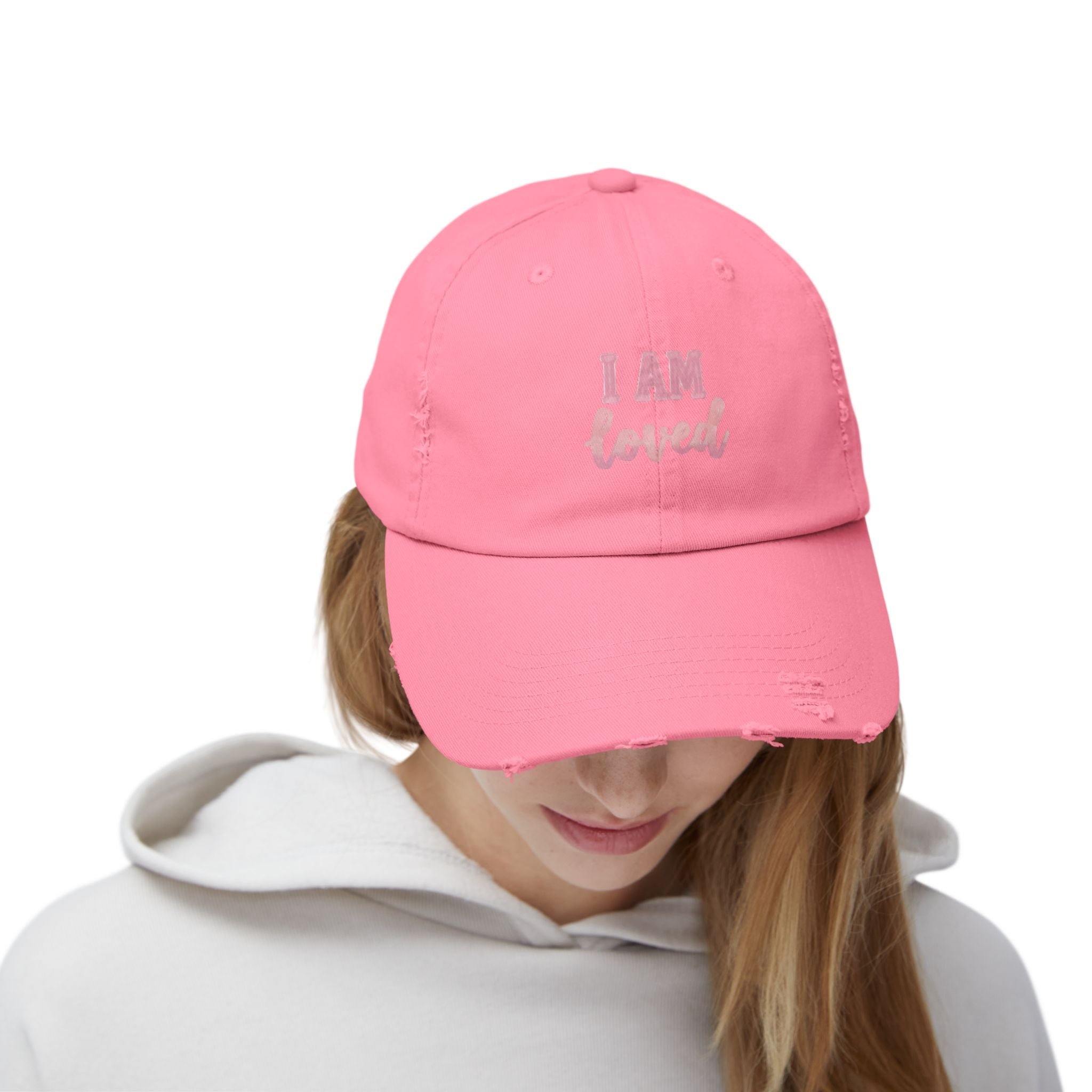 I AM LOVED Distressed Cap — Women's Inspirational Dad Hat