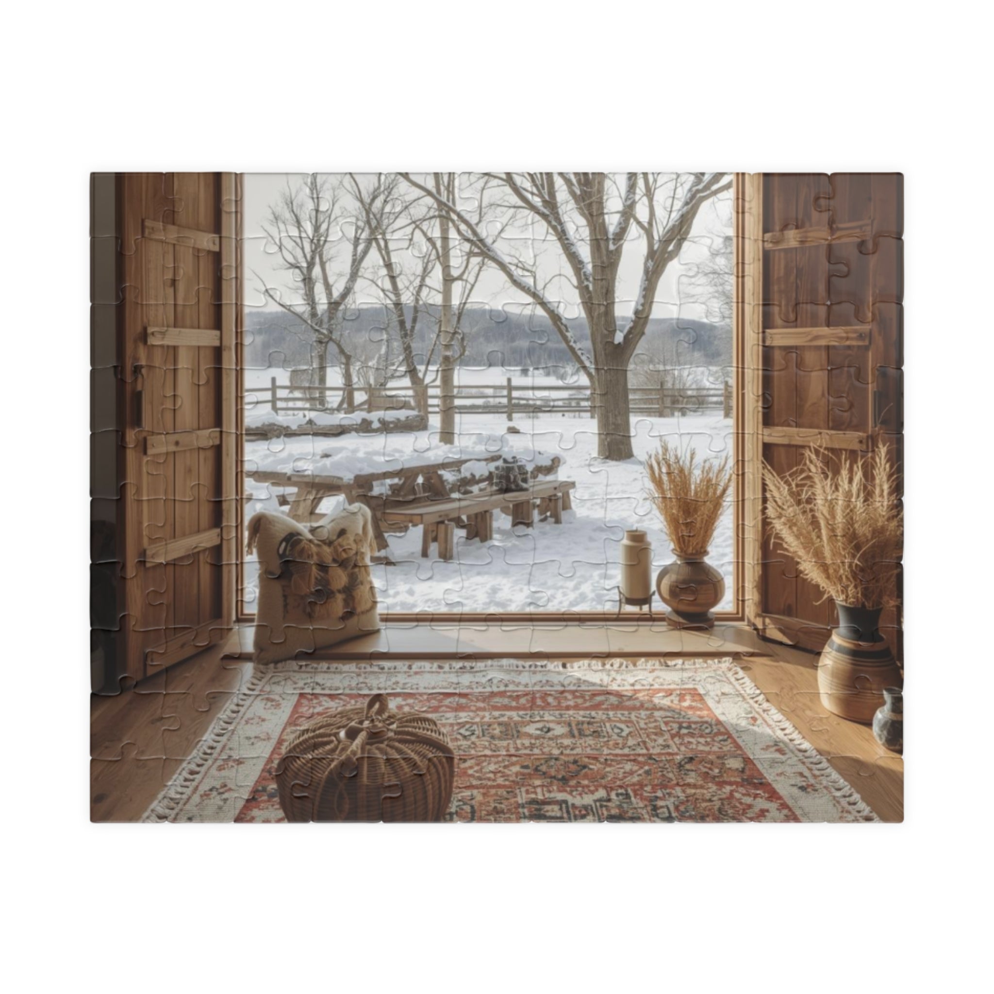 Cozy Winter Scene Puzzle (110, 252, 520, 1014-piece) - Perfect Gift for Family Game Night