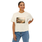 Coastal Sunrise Boat Scene Boxy Tee