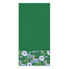 Green Floral Beach Towel — Cotton Mink Blend with Blue & Lavender Bloom Border