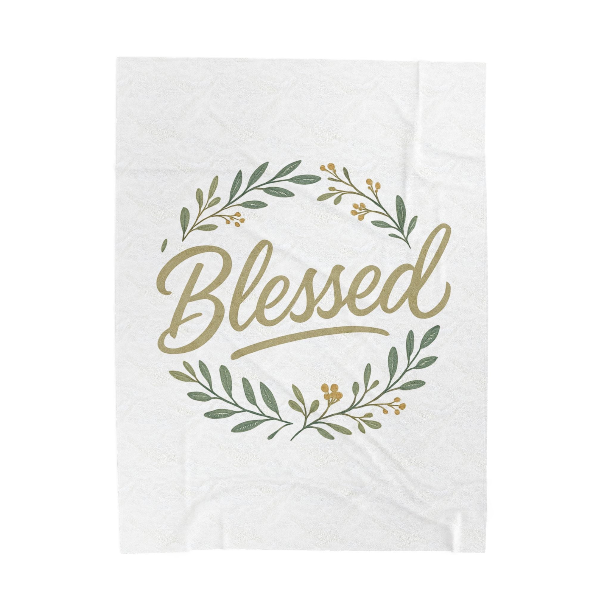 Blessed Velveteen Plush Blanket — Floral Wreath Cozy Throw