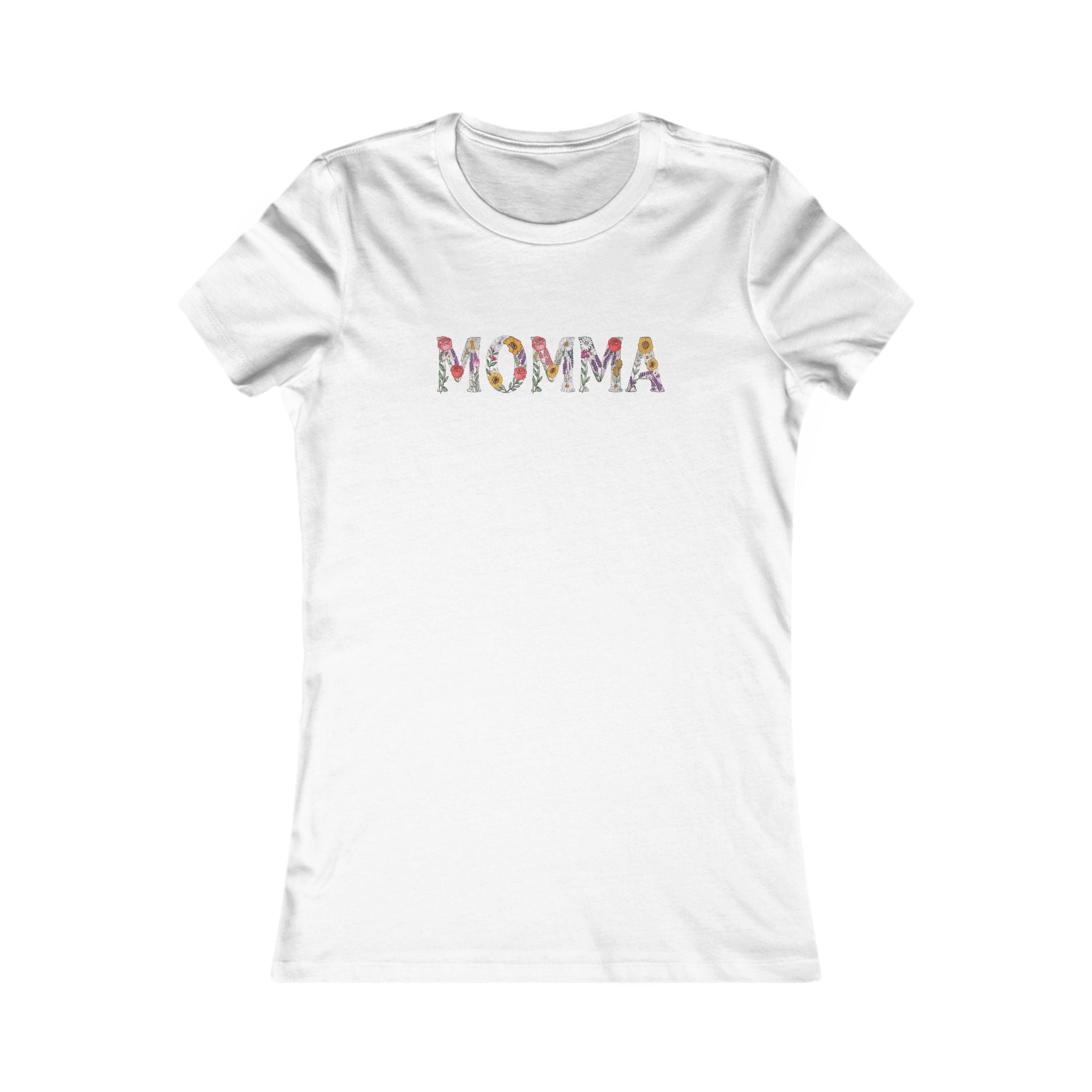 MOMMA Floral T-Shirt | Soft Women’s Slim Fit Tee | Cute Mom Shirt Everyday Wear