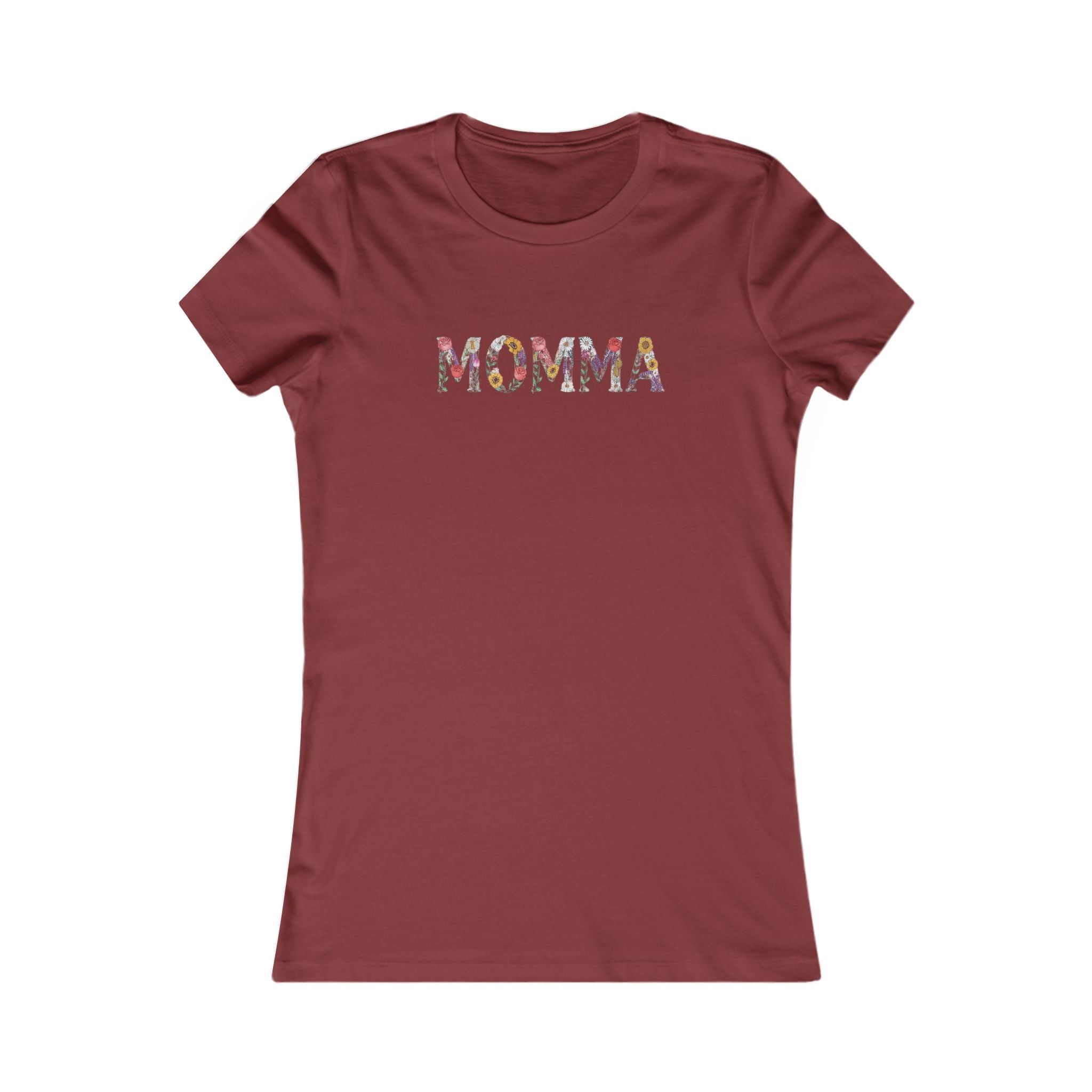 MOMMA Floral T-Shirt | Soft Women’s Slim Fit Tee | Cute Mom Shirt Everyday Wear