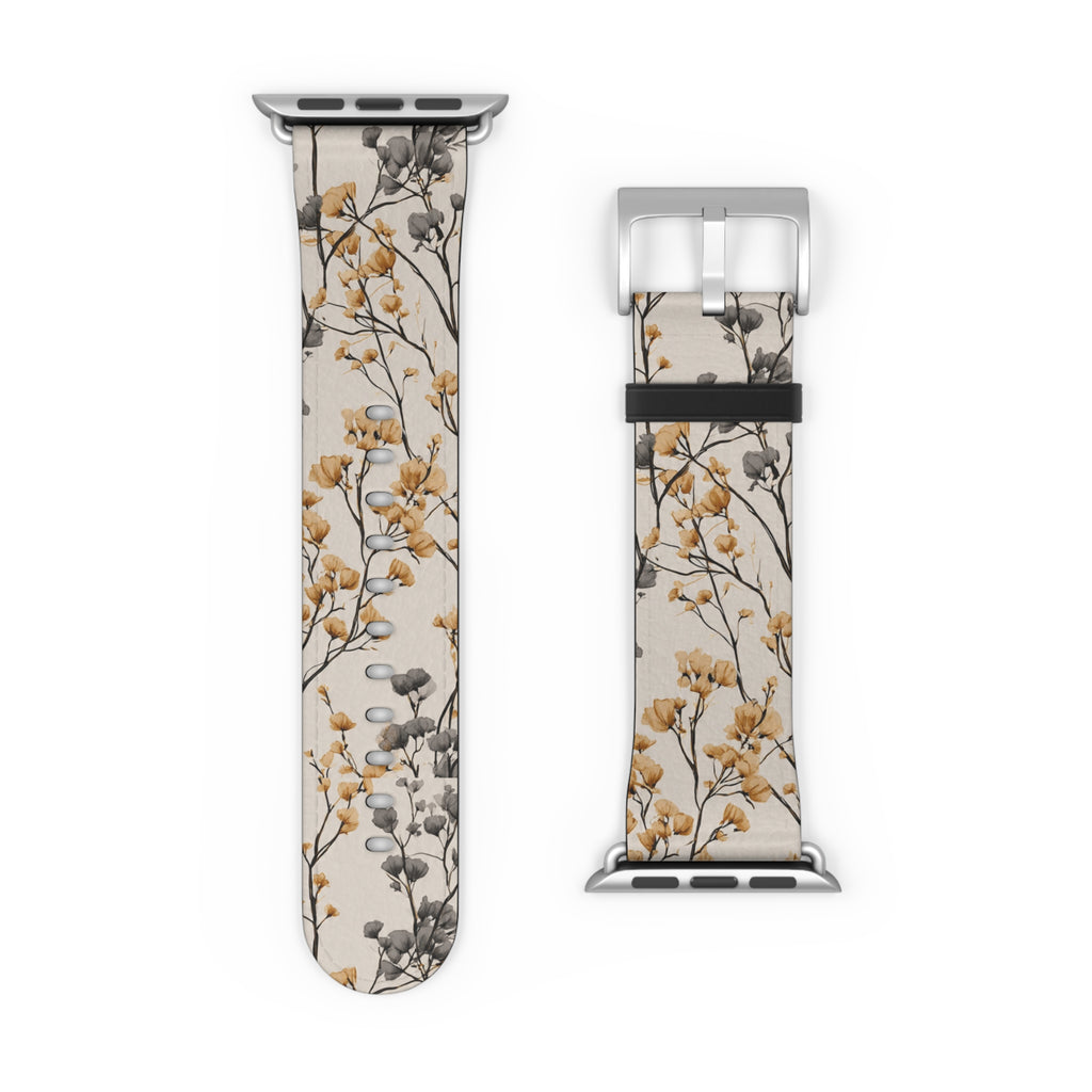 Floral Botanical Watch Band — Beige & Grey Dried Flower Apple Watch Strap