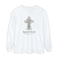 Rooted Cross Long Sleeve Shirt — Rooted Colossians 2:7 Christian Tee