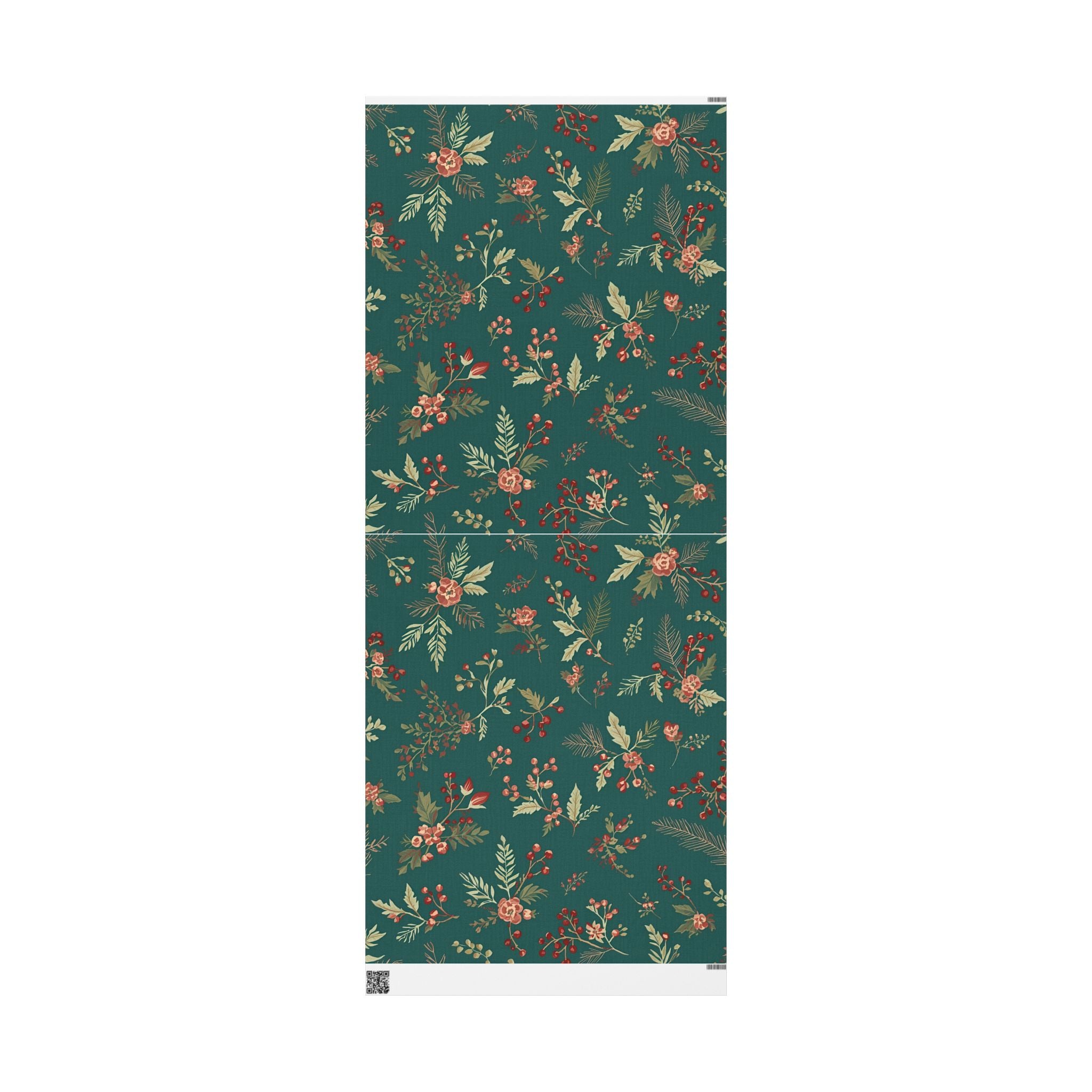 Green Floral Christmas Wrapping Paper