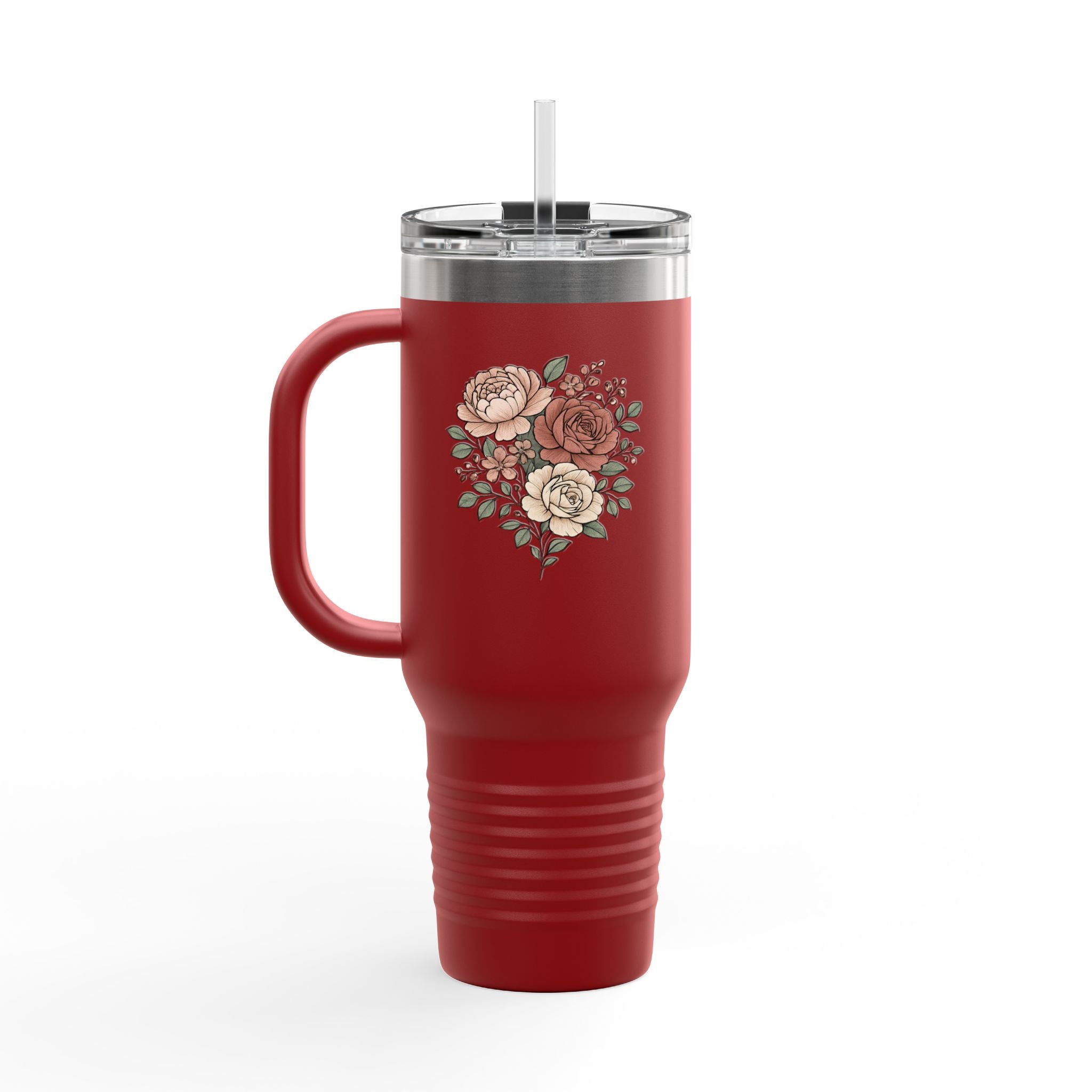 Floral Insulated Travel Mug - 40oz Reusable Drinkware for Coffee Lovers