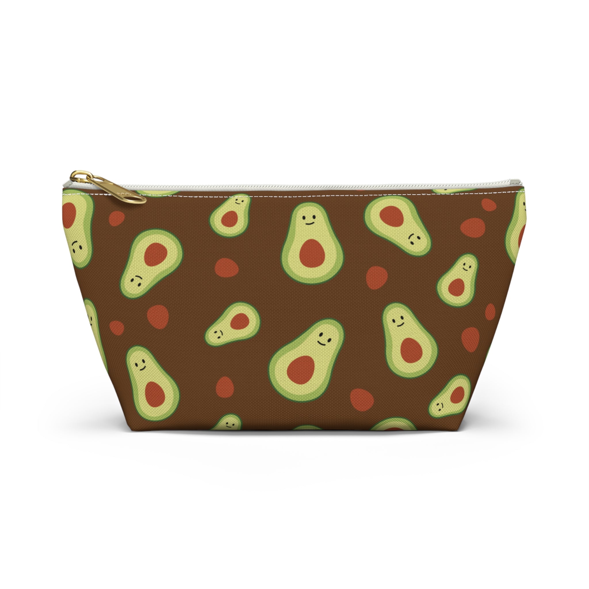Cute Avocado Accessory Pouch, Zippered Makeup Bag, Pencil Case, Fun Gift for Food Lovers, Cute Avocado Pattern, Eco-Friendly Storage