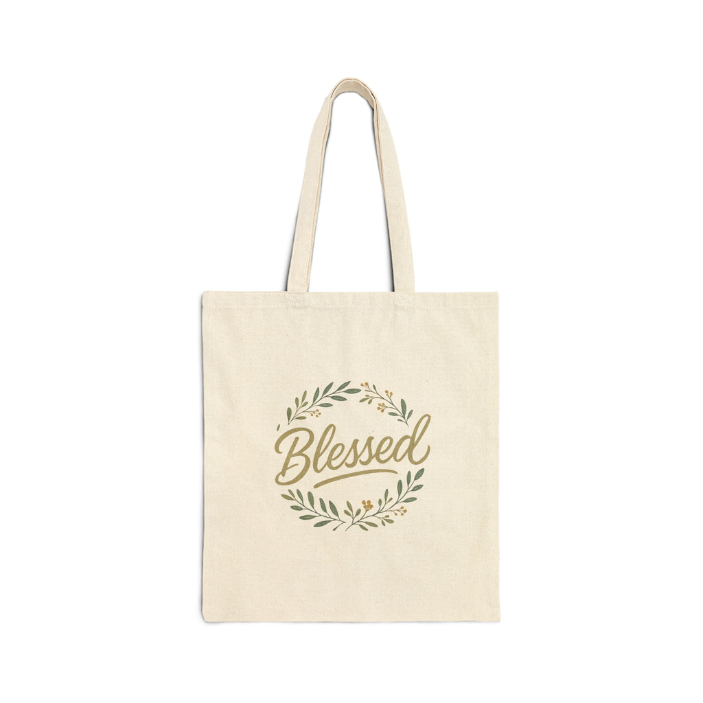 Blessed Wreath Canvas Tote Bag — Cotton Reusable Market Bag