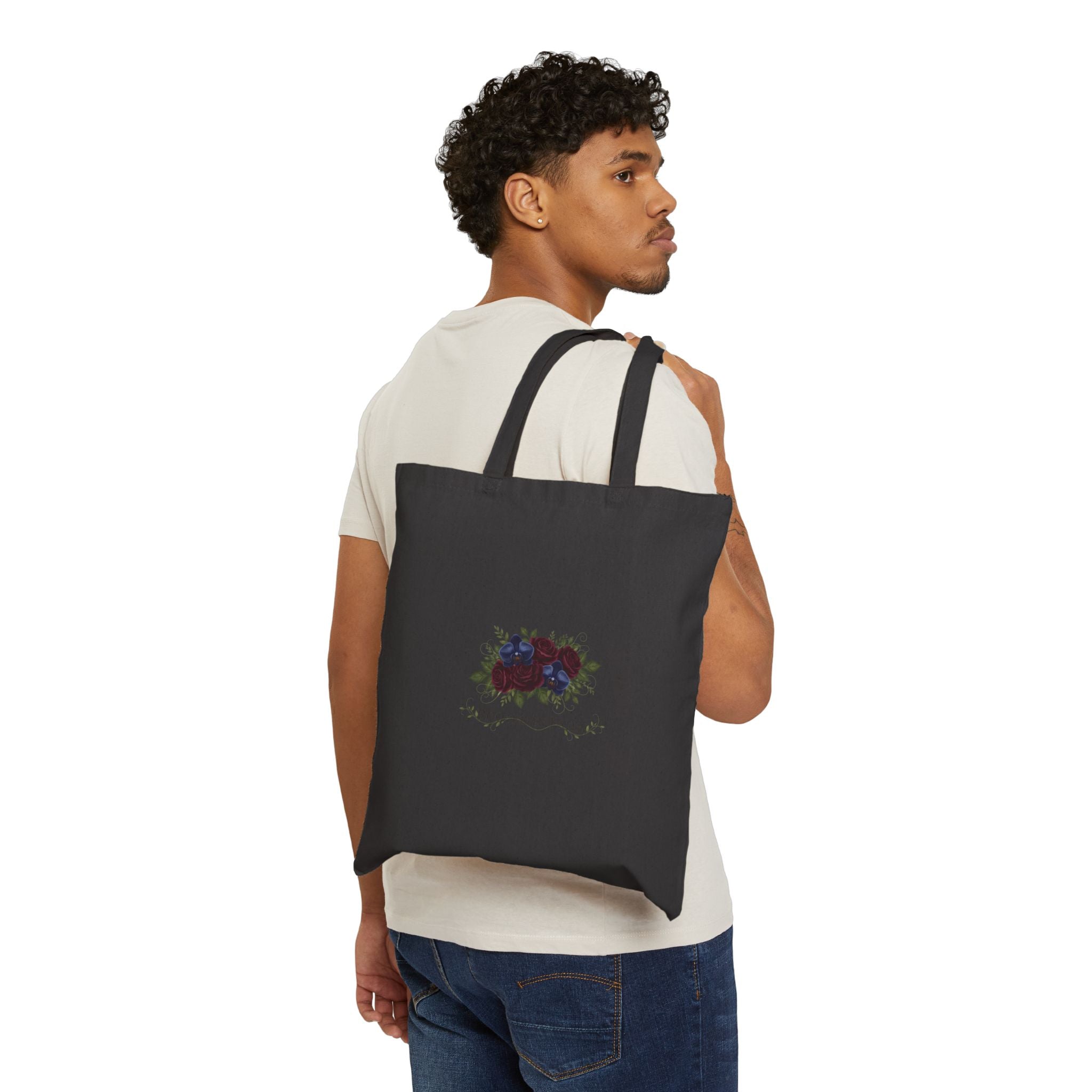 Midnight Bloom Floral Tote | Moody Rose Canvas Tote, Gothic Floral