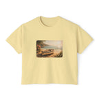 Coastal Sunrise Boat Scene Boxy Tee