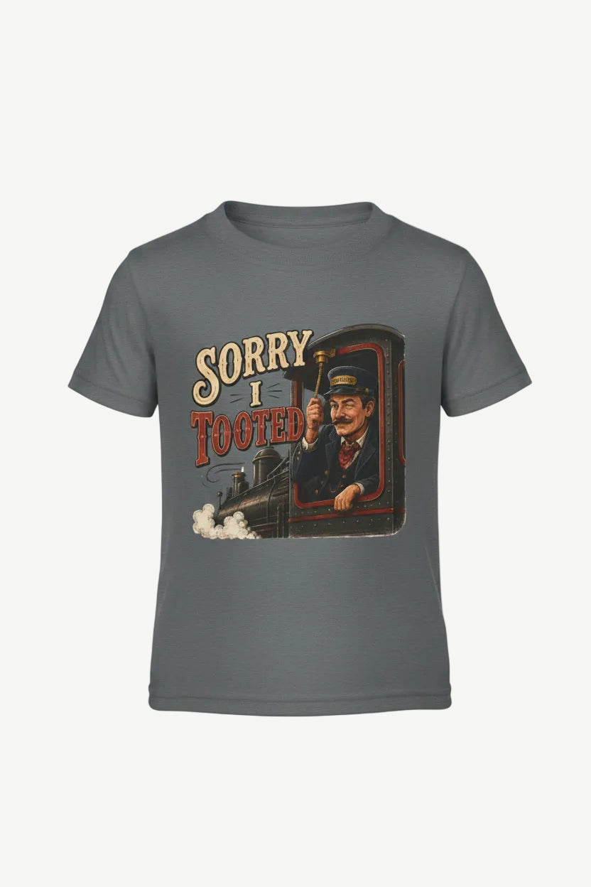 Toddler T-Shirt — "Sorry I Tooted" Vintage Train Conductor Graphic Tee
