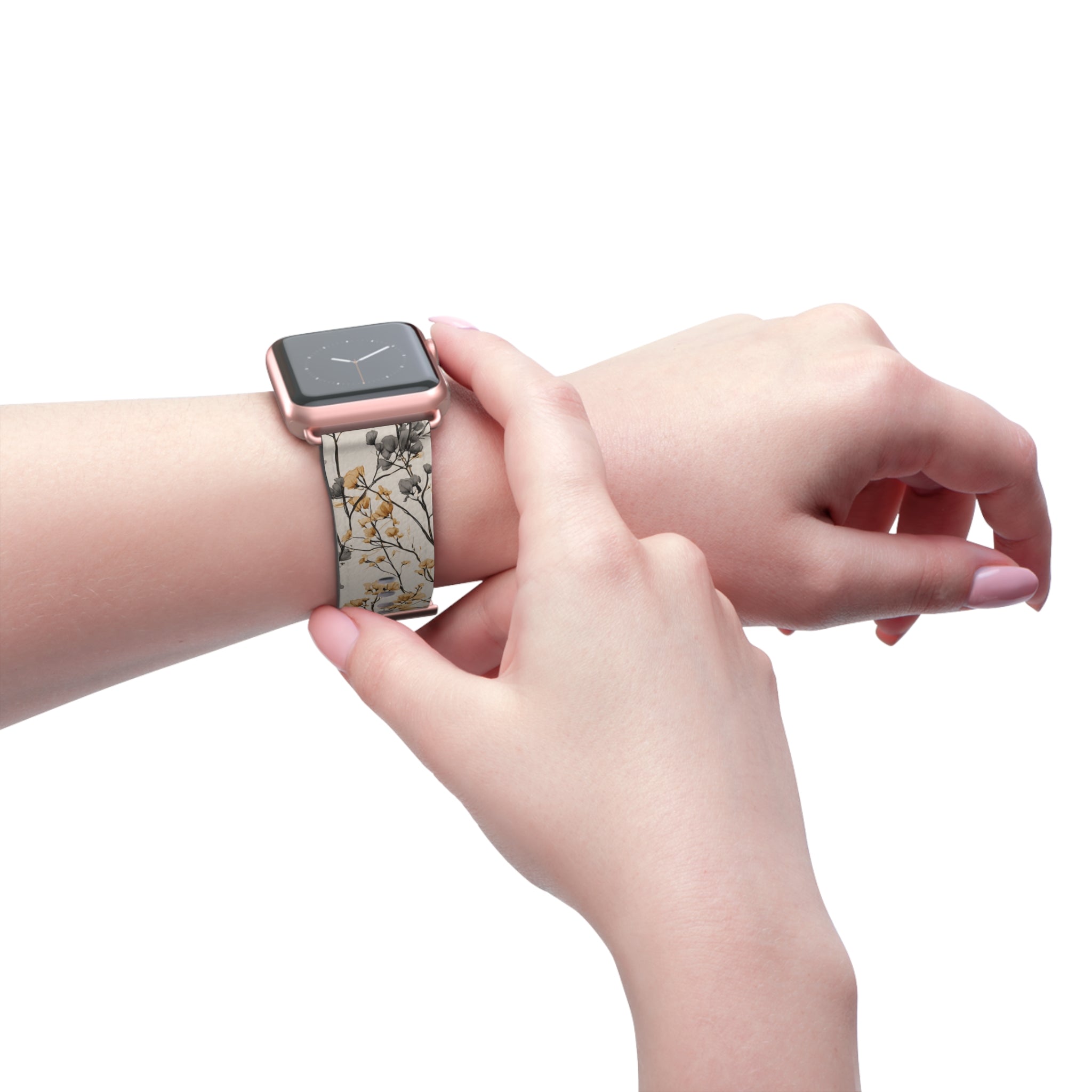 Floral Botanical Watch Band — Beige & Grey Dried Flower Apple Watch Strap