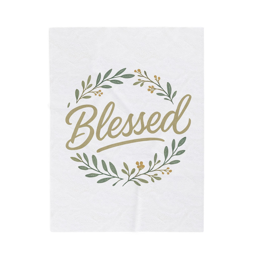 Blessed Velveteen Plush Blanket — Floral Wreath Cozy Throw