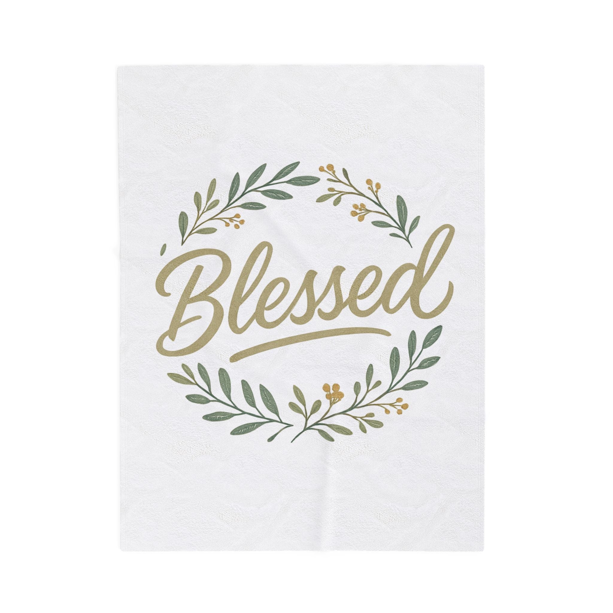Blessed Velveteen Plush Blanket — Floral Wreath Cozy Throw