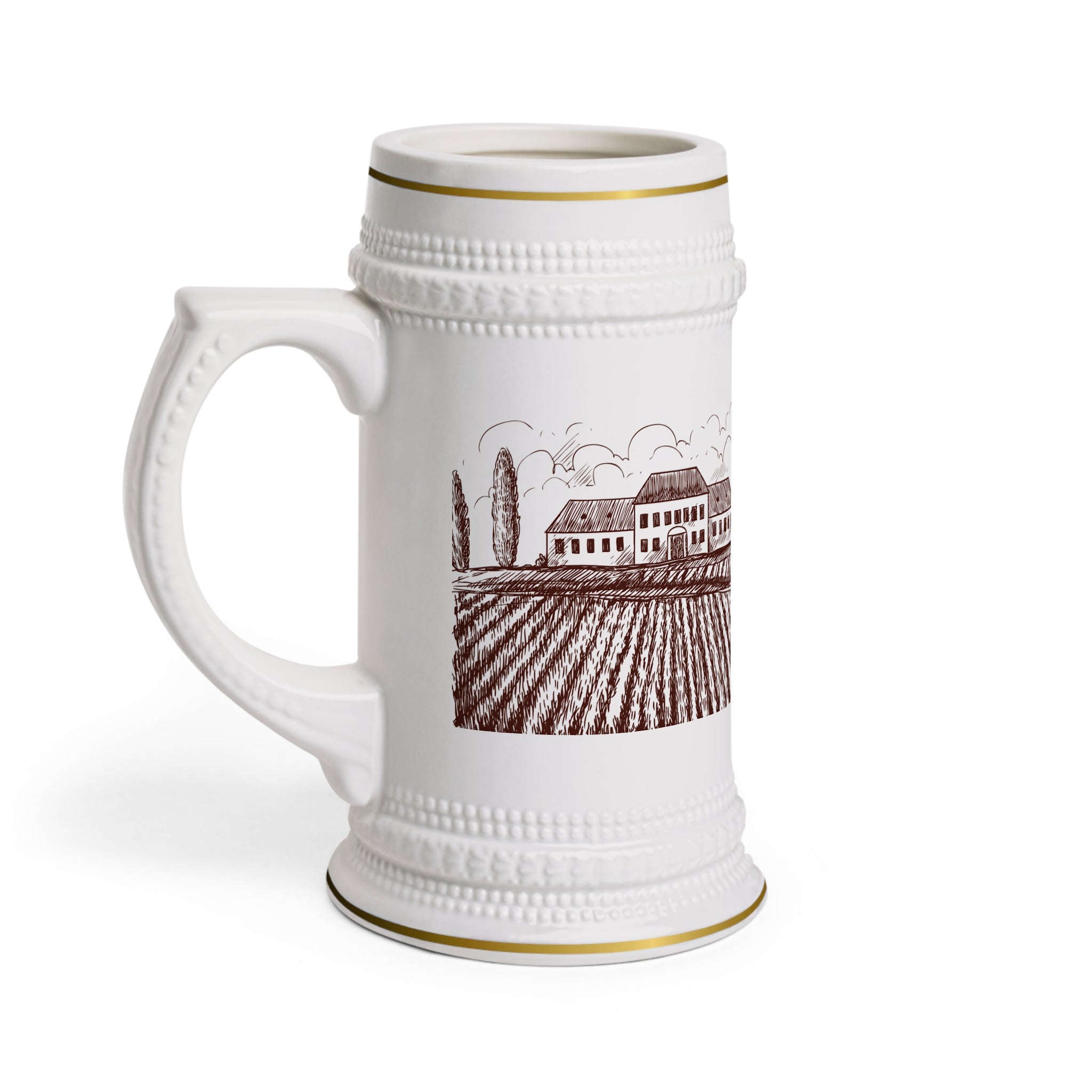 Vintage Ceramic Beer Stein – Rustic Farm Design