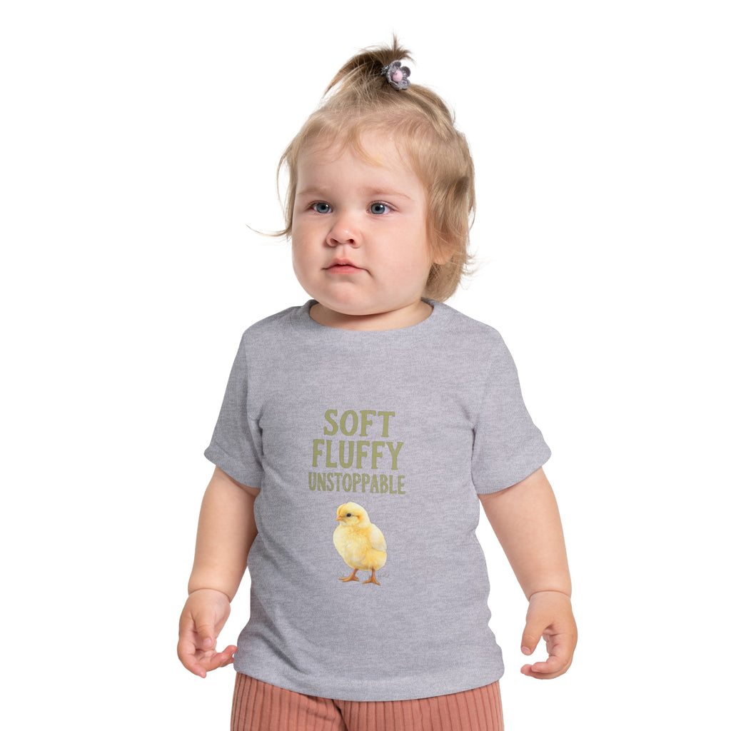 Unstoppable Chick Baby Short Sleeve T-Shirt — Cute Soft Fluffy Toddler Tee