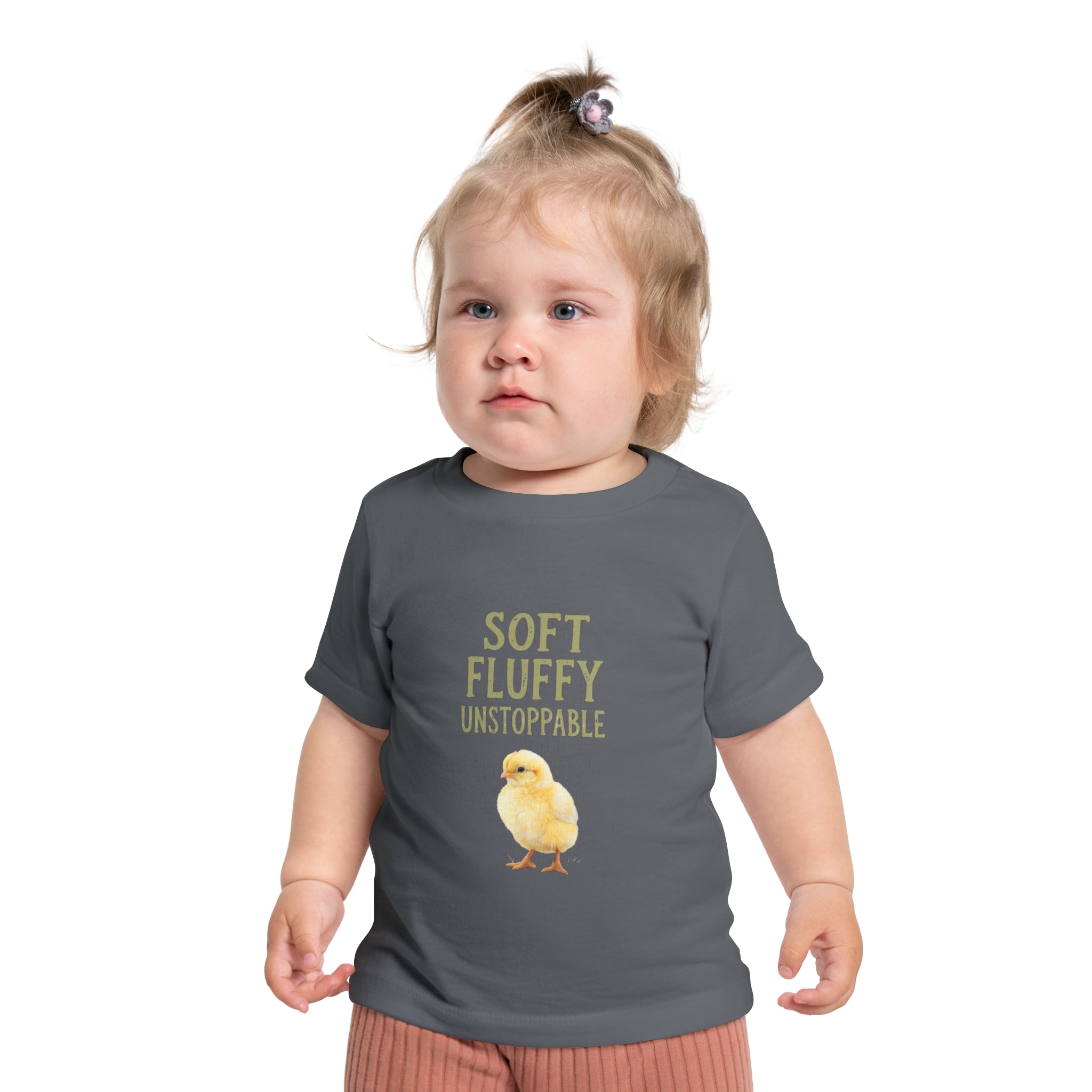 Unstoppable Chick Baby Short Sleeve T-Shirt — Cute Soft Fluffy Toddler Tee