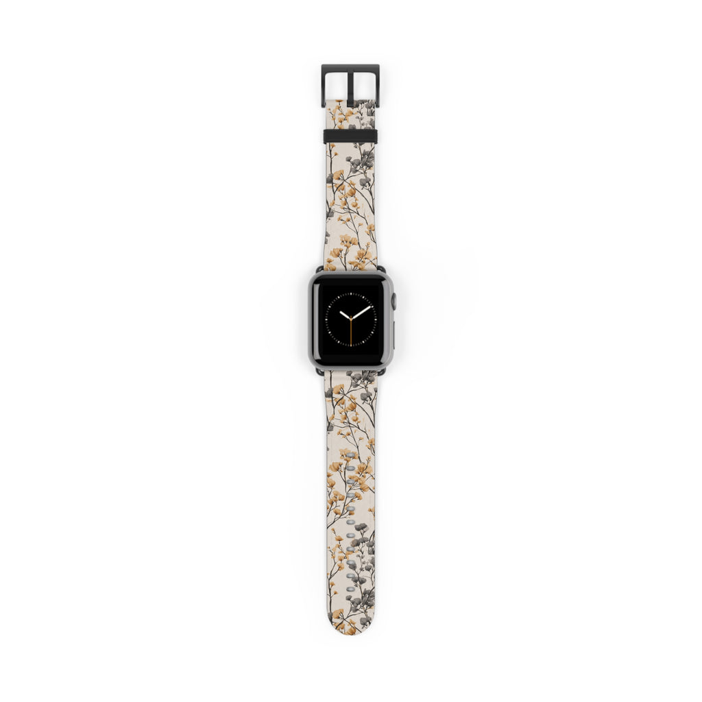 Floral Botanical Watch Band — Beige & Grey Dried Flower Apple Watch Strap