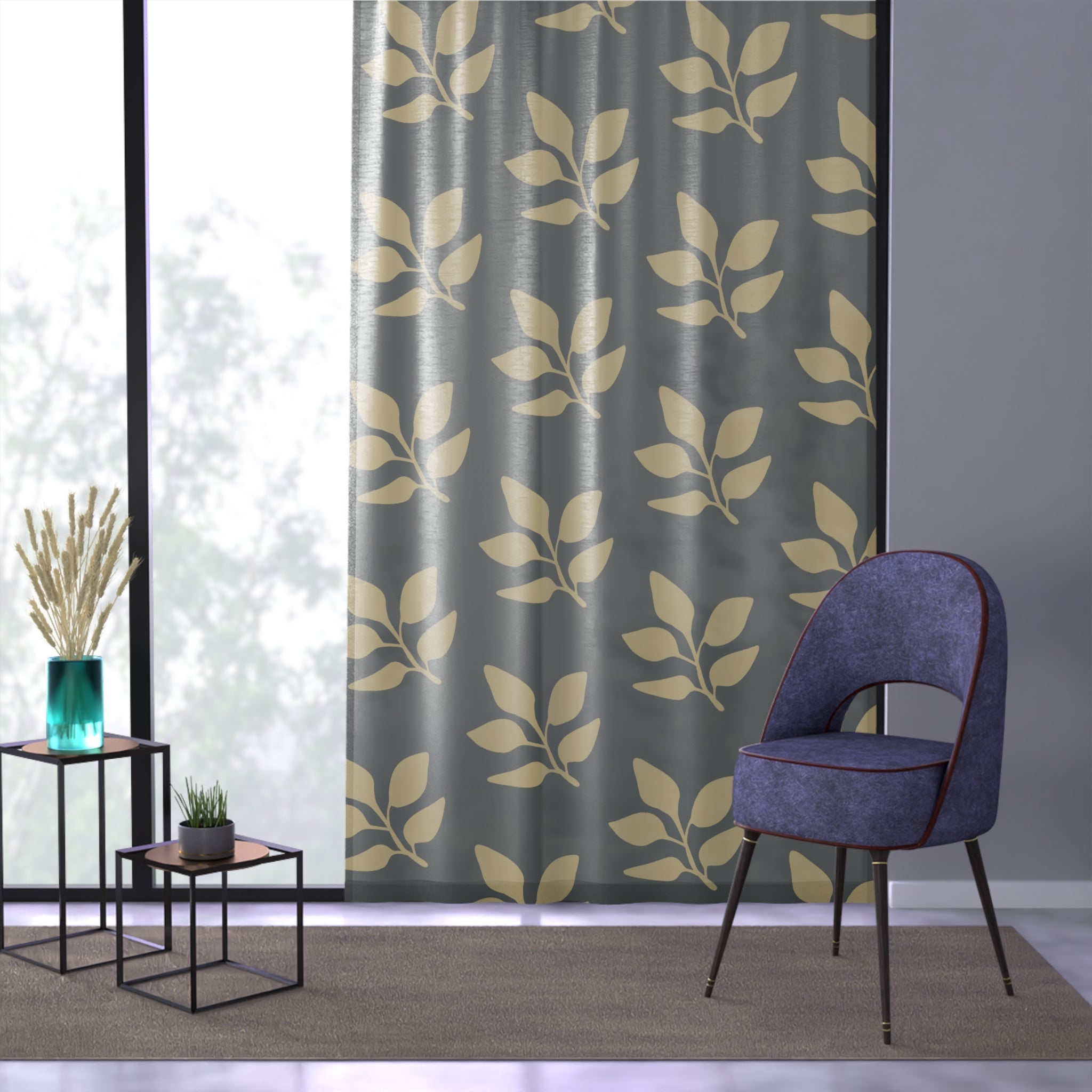 Sheer Leaf Window Curtain — Lightweight Sheer Curtain with Leaf Pattern
