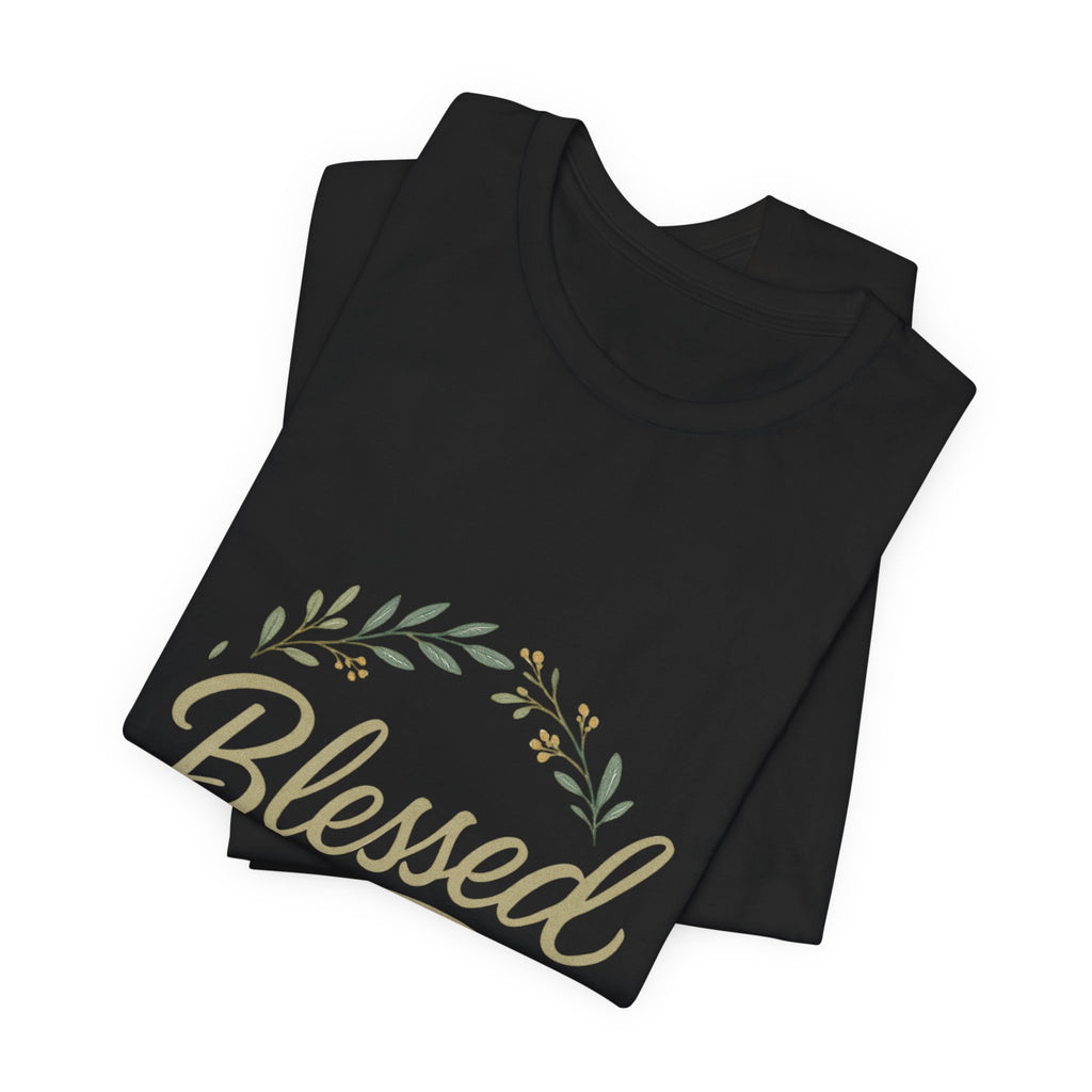 Blessed Floral Tee — "Blessed" Script T-Shirt with Wreath