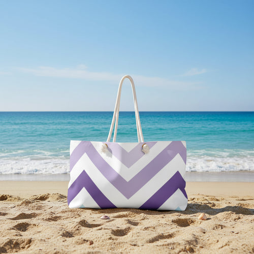 Chevron Weekender Bag — Ombre Blue & Purple Beach Tote