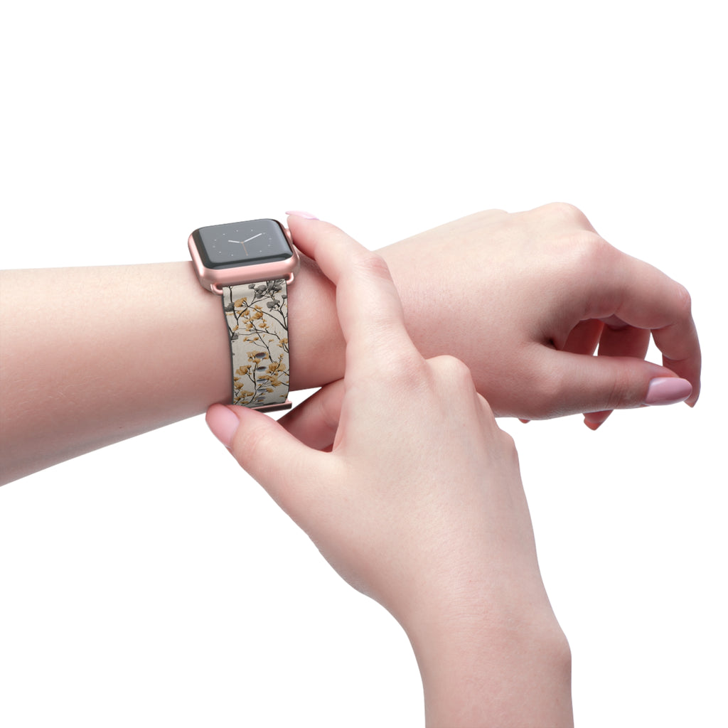 Floral Botanical Watch Band — Beige & Grey Dried Flower Apple Watch Strap