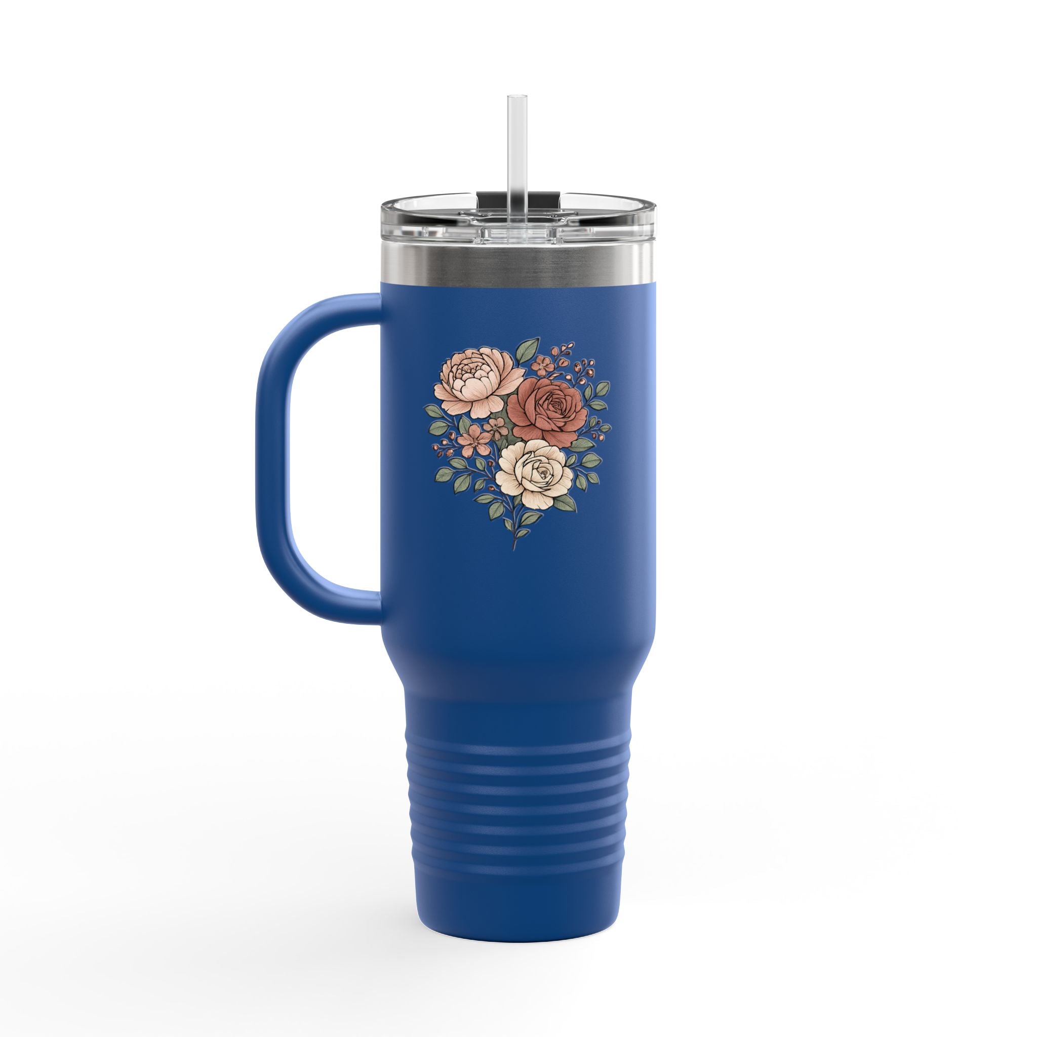 Floral Insulated Travel Mug - 40oz Reusable Drinkware for Coffee Lovers