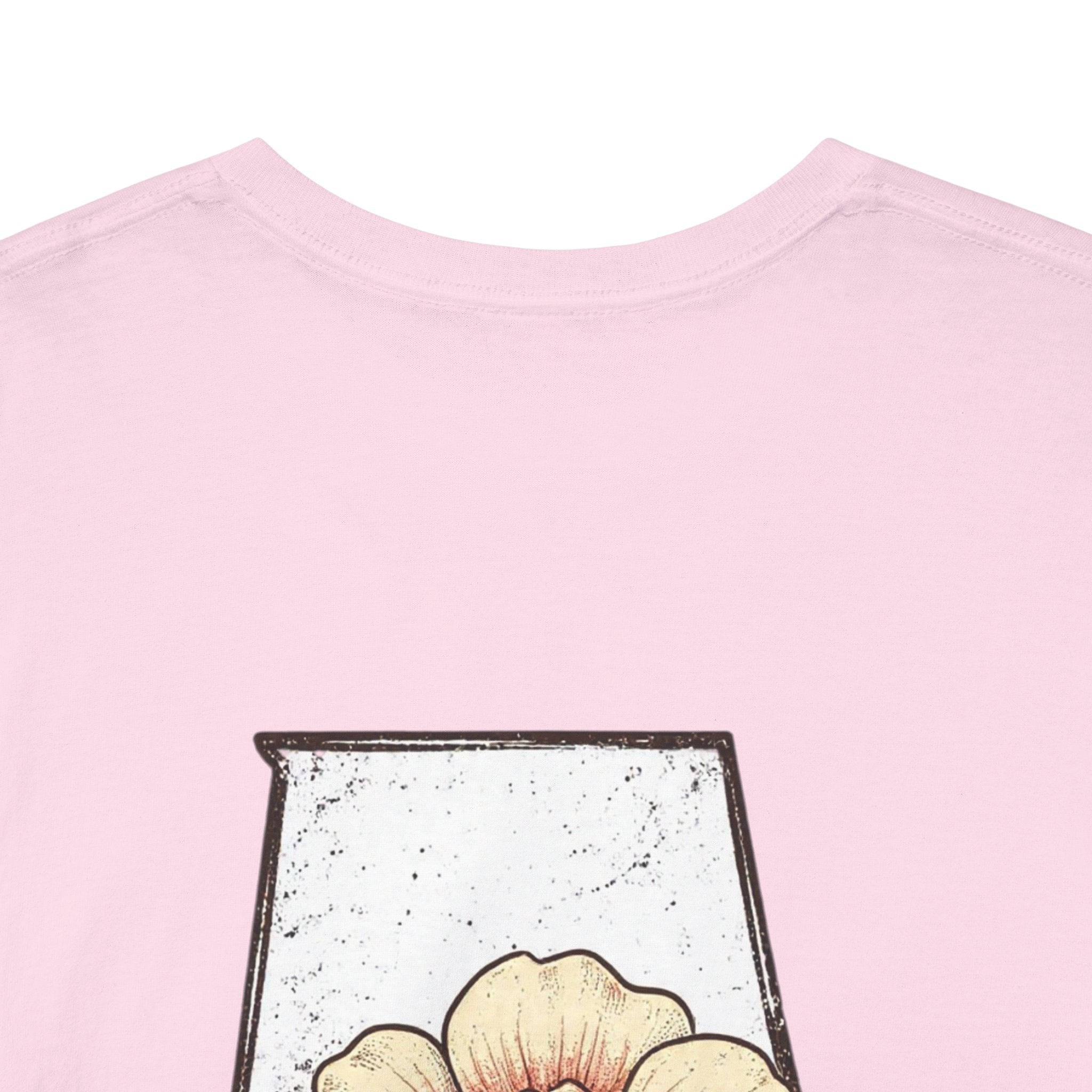 Alabama State Tee with Camellia Floral Design — Alabama Outline & State Flower Shirt
