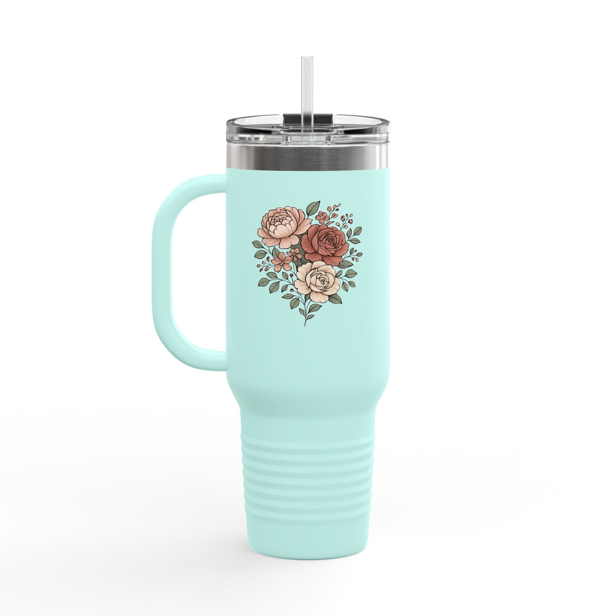 Floral Insulated Travel Mug - 40oz Reusable Drinkware for Coffee Lovers