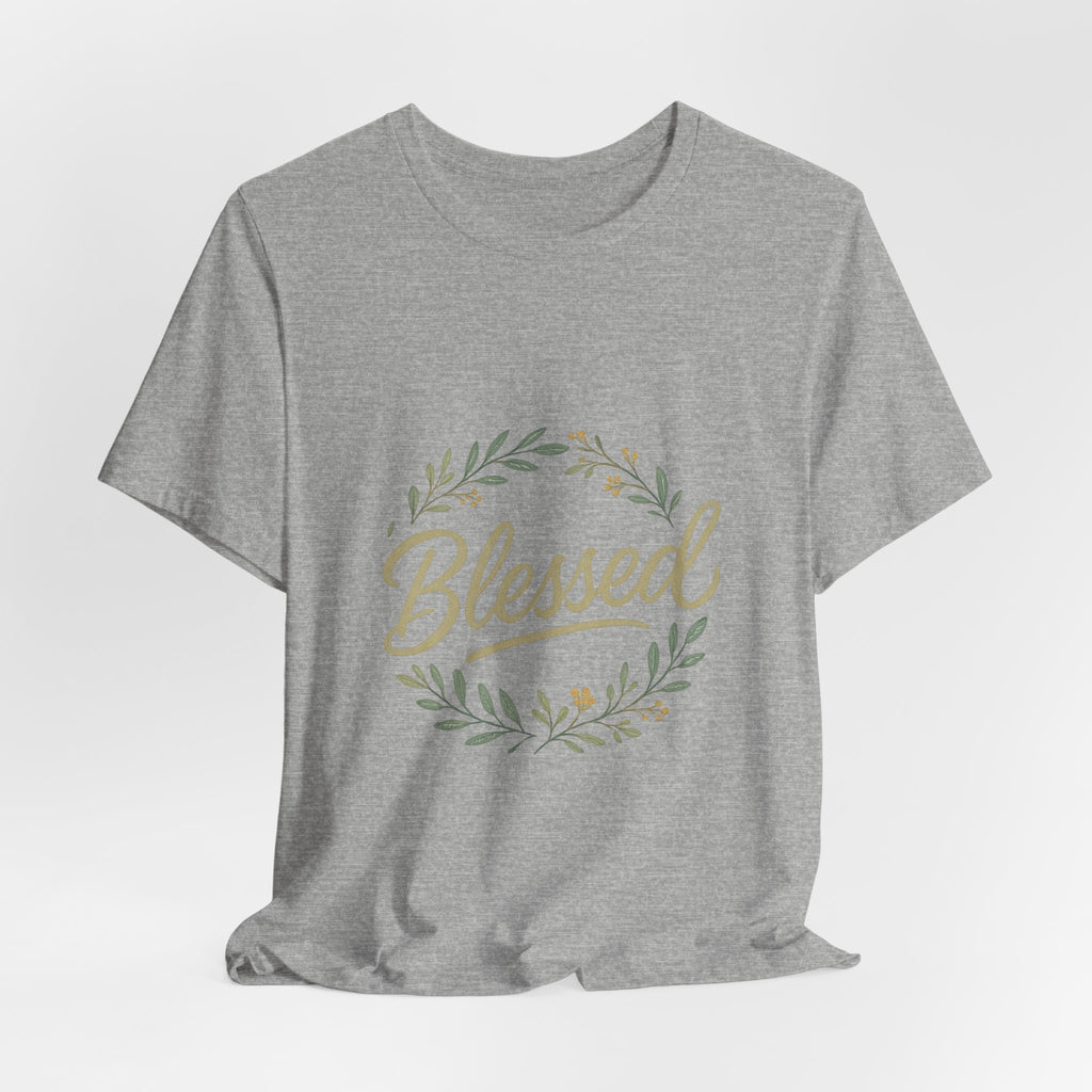 Blessed Floral Tee — "Blessed" Script T-Shirt with Wreath