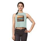 Stay Salty Crop Top — Beach Sunset Tank with "Stay Salty Make Waves" Graphic