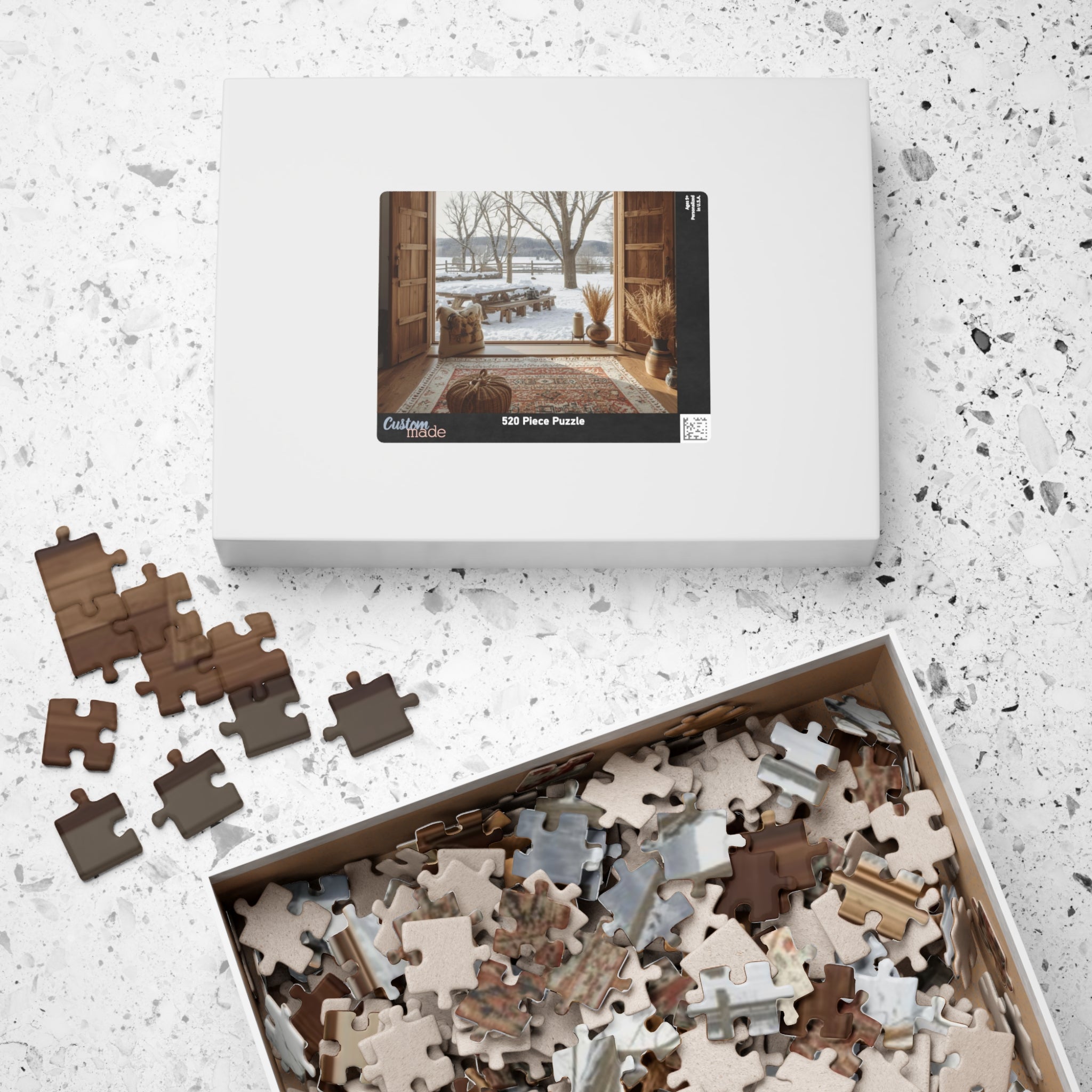 Cozy Winter Scene Puzzle (110, 252, 520, 1014-piece) - Perfect Gift for Family Game Night
