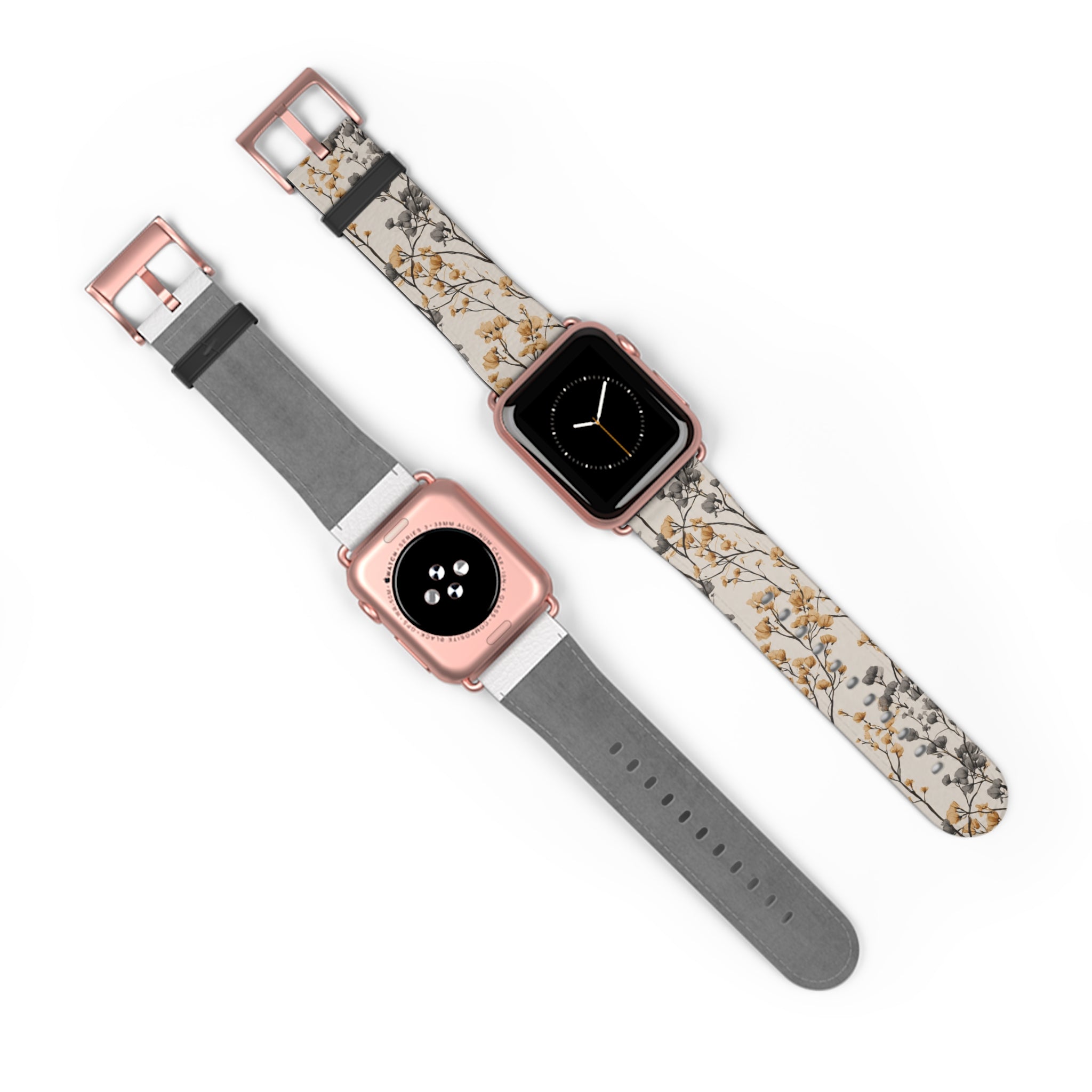 Floral Botanical Watch Band — Beige & Grey Dried Flower Apple Watch Strap