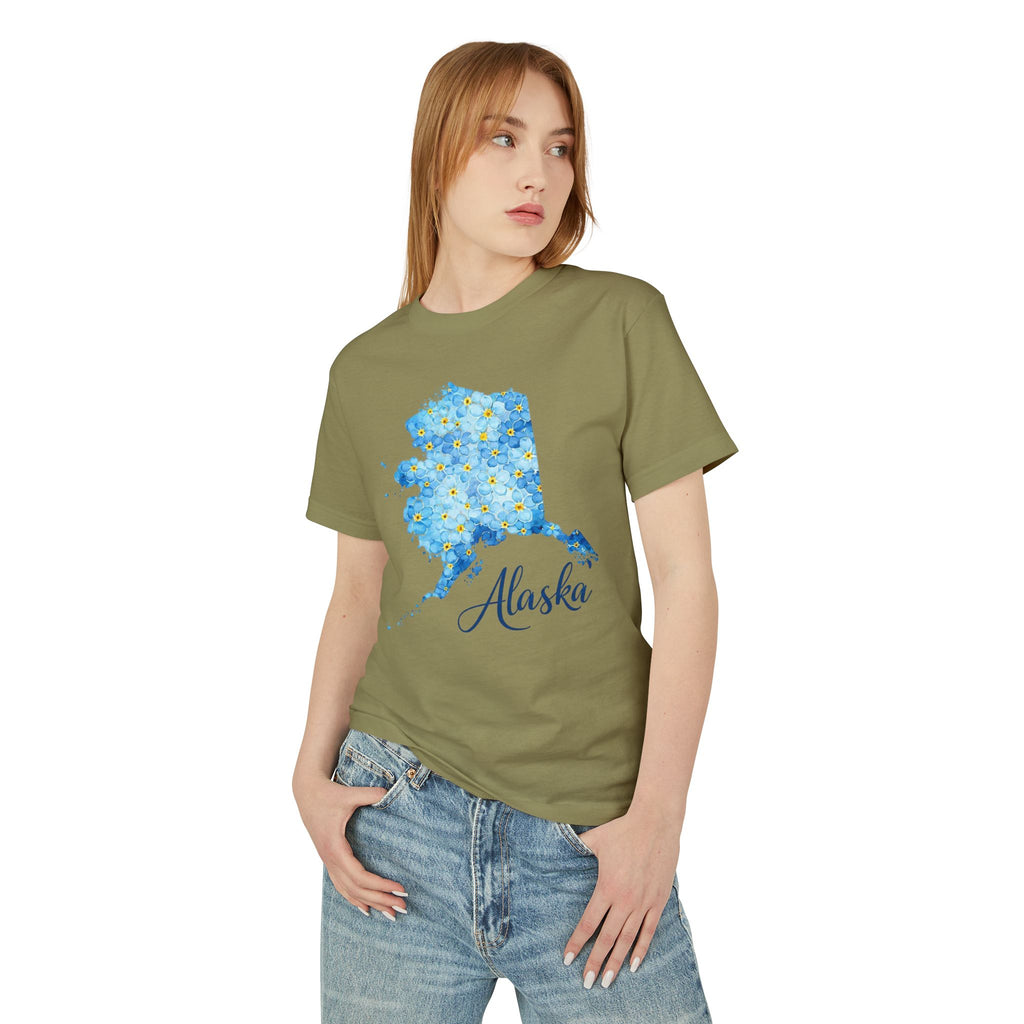Alaska Forget-Me-Not Tee — Floral State Pride Cotton T-Shirt