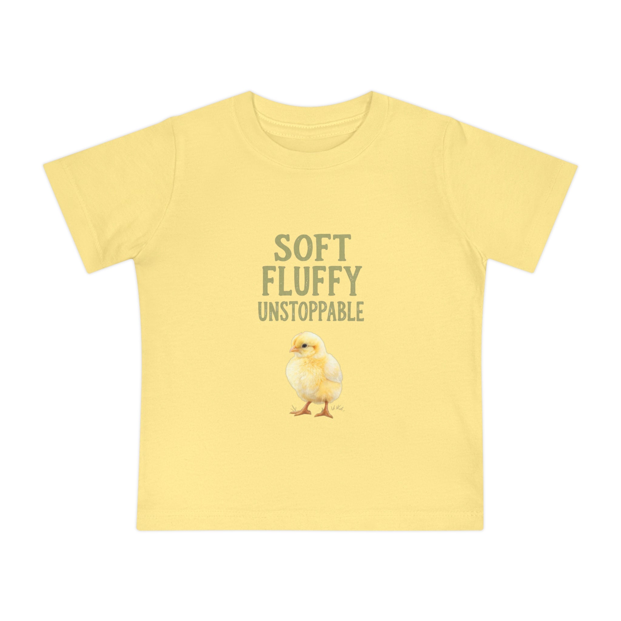 Unstoppable Chick Baby Short Sleeve T-Shirt — Cute Soft Fluffy Toddler Tee
