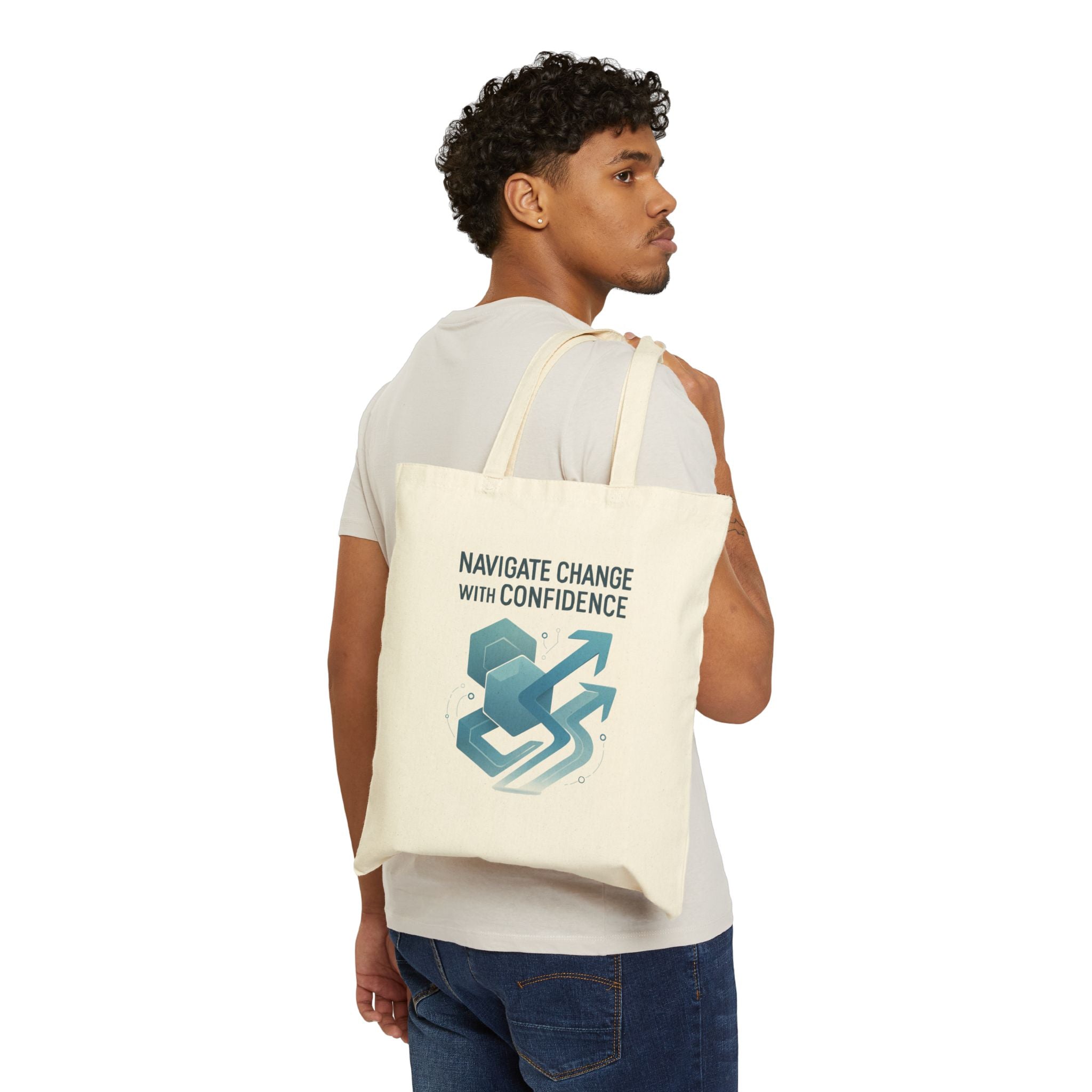 Tote Bag – “Navigate Change With Confidence” Canvas Tote (Motivational Business Design)