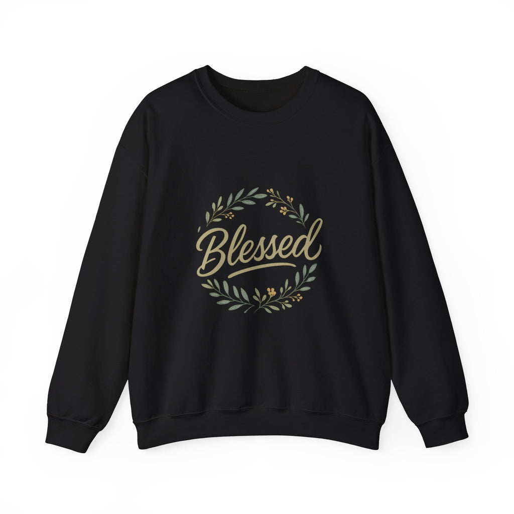 Blessed Crewneck Sweatshirt — Floral Wreath Faith Pullover