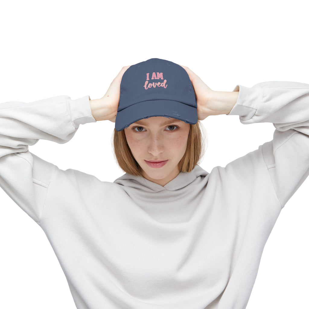 I AM LOVED Distressed Cap — Women's Inspirational Dad Hat