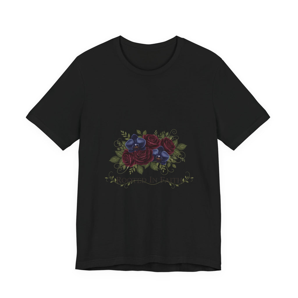 Rooted in Faith Dark Floral T-Shirt