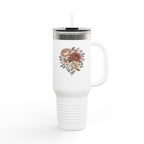 Floral Insulated Travel Mug - 40oz Reusable Drinkware for Coffee Lovers