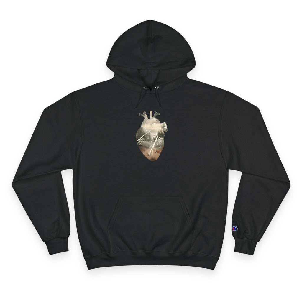 Anatomical Heart Hoodie — Vintage Smoky Photo Chest Graphic