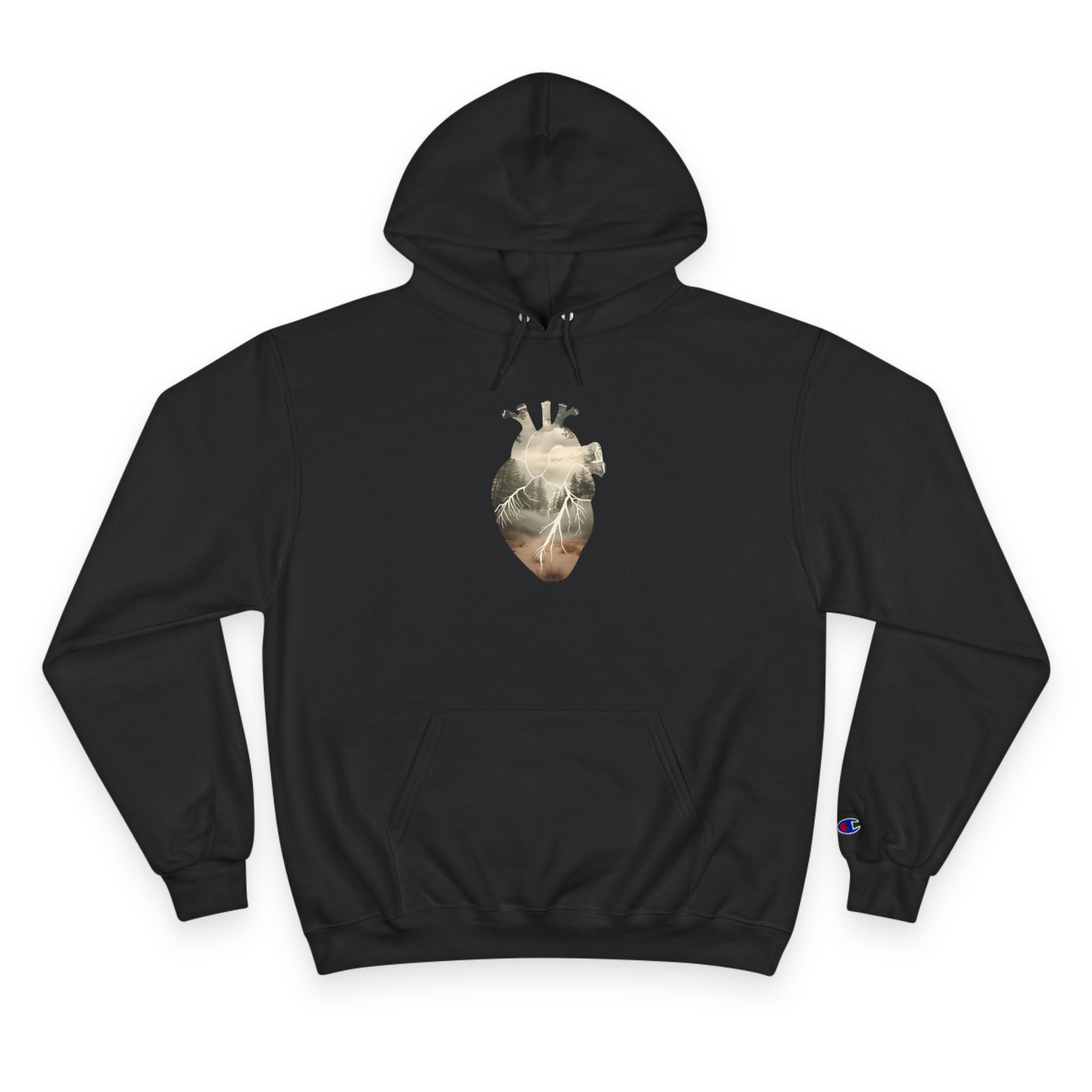 Anatomical Heart Hoodie — Vintage Smoky Photo Chest Graphic
