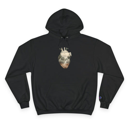 Anatomical Heart Hoodie — Vintage Smoky Photo Chest Graphic