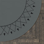 Gray Mandala Round Rug — Geometric Boho Floor Mat