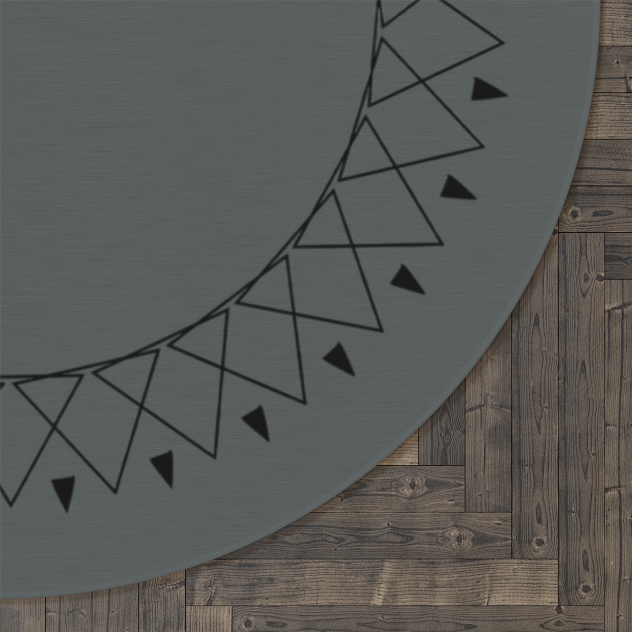 Gray Mandala Round Rug — Geometric Boho Floor Mat